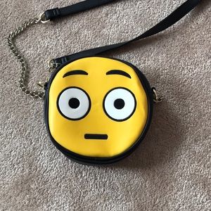 shocked emoji face chained purse